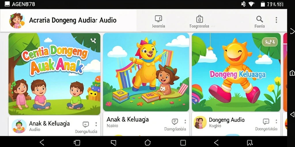 Antarmuka AGEN878 yang ramah untuk anak-anak saat mendengarkan dongeng audio.