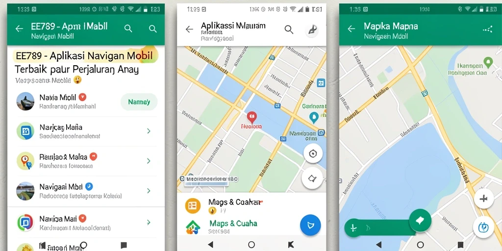 Tampilan antarmuka aplikasi EE789 untuk Navigasi Mobil yang intuitif dan informatif.