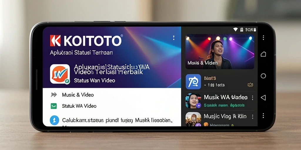Screenshot antarmuka KOITOTO menampilkan koleksi video untuk status WA.
