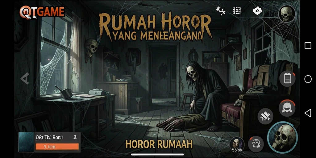 Antarmuka permainan QTGAME menampilkan suasana mencekam dan grafis yang menakjubkan.