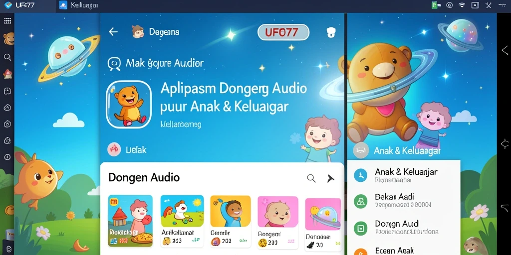 Antarmuka menawan dari aplikasi Dongeng Audio UFO77.