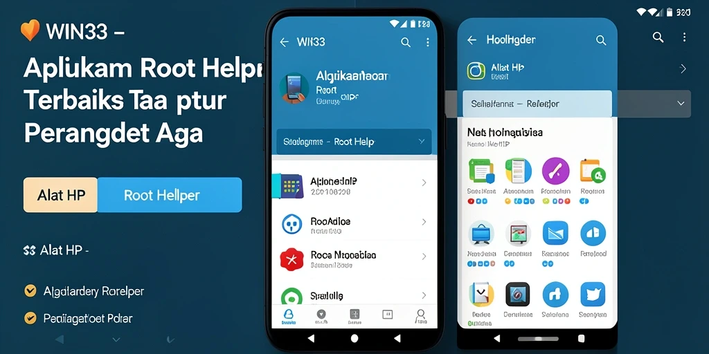 Screenshot antarmuka WIN33 menunjukkan fitur Root Helper yang intuitif.